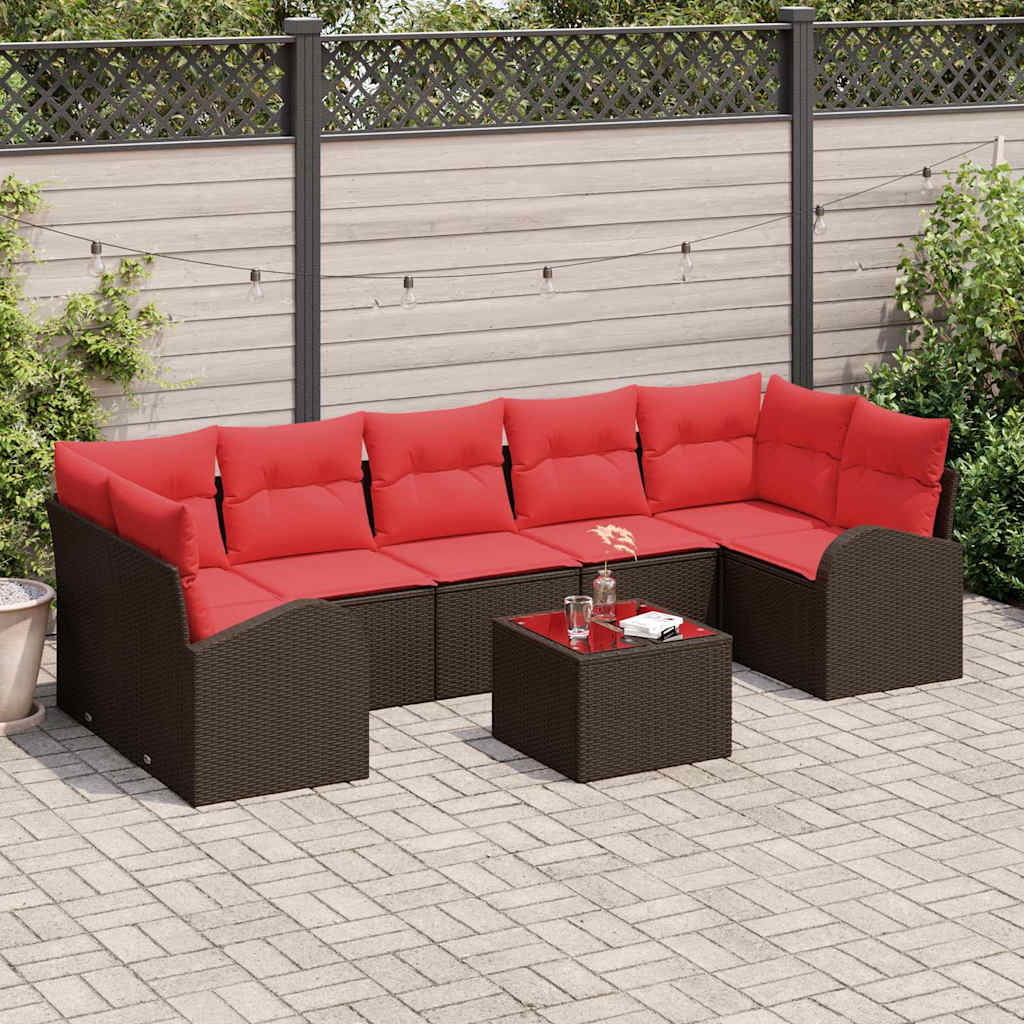 Σετ Καναπέ Κήπου Καφέ και Κόκκινο 55 x 55 x 37 εκ - Pakobazaar