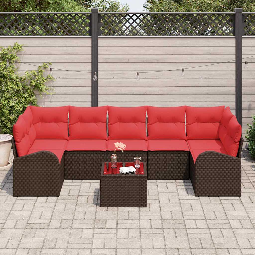 Σετ Καναπέ Κήπου Καφέ και Κόκκινο 55 x 55 x 37 εκ - Pakobazaar
