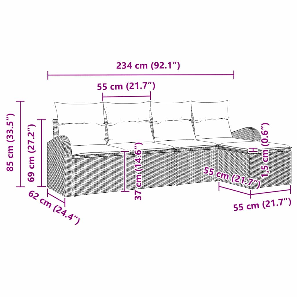 Σετ Καναπέ Κήπου 5 pcs Μπεζ συνθετικό ρατάν