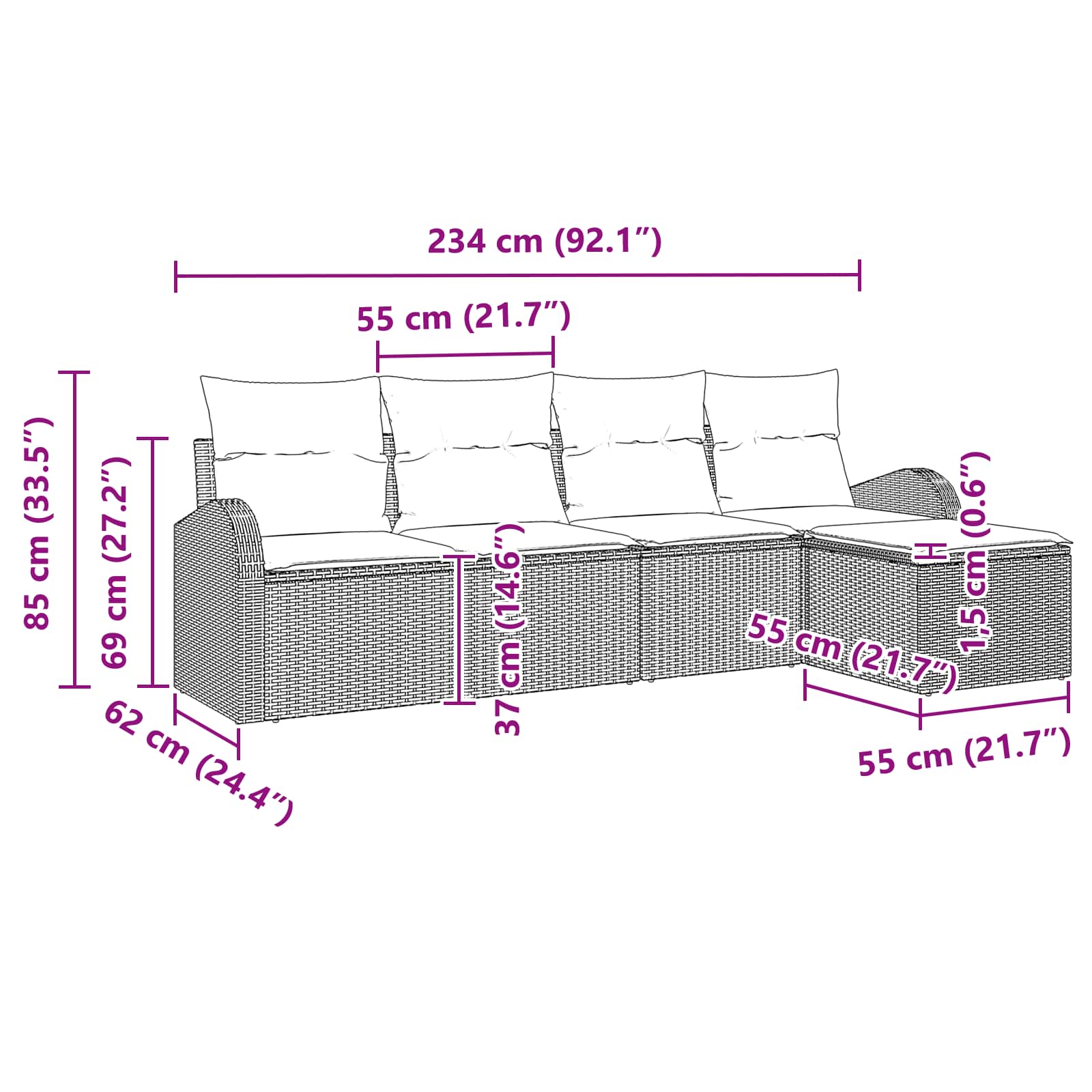 Σετ Καναπέ Κήπου 5 pcs Καφέ συνθετικό ρατάν - Pakobazaar
