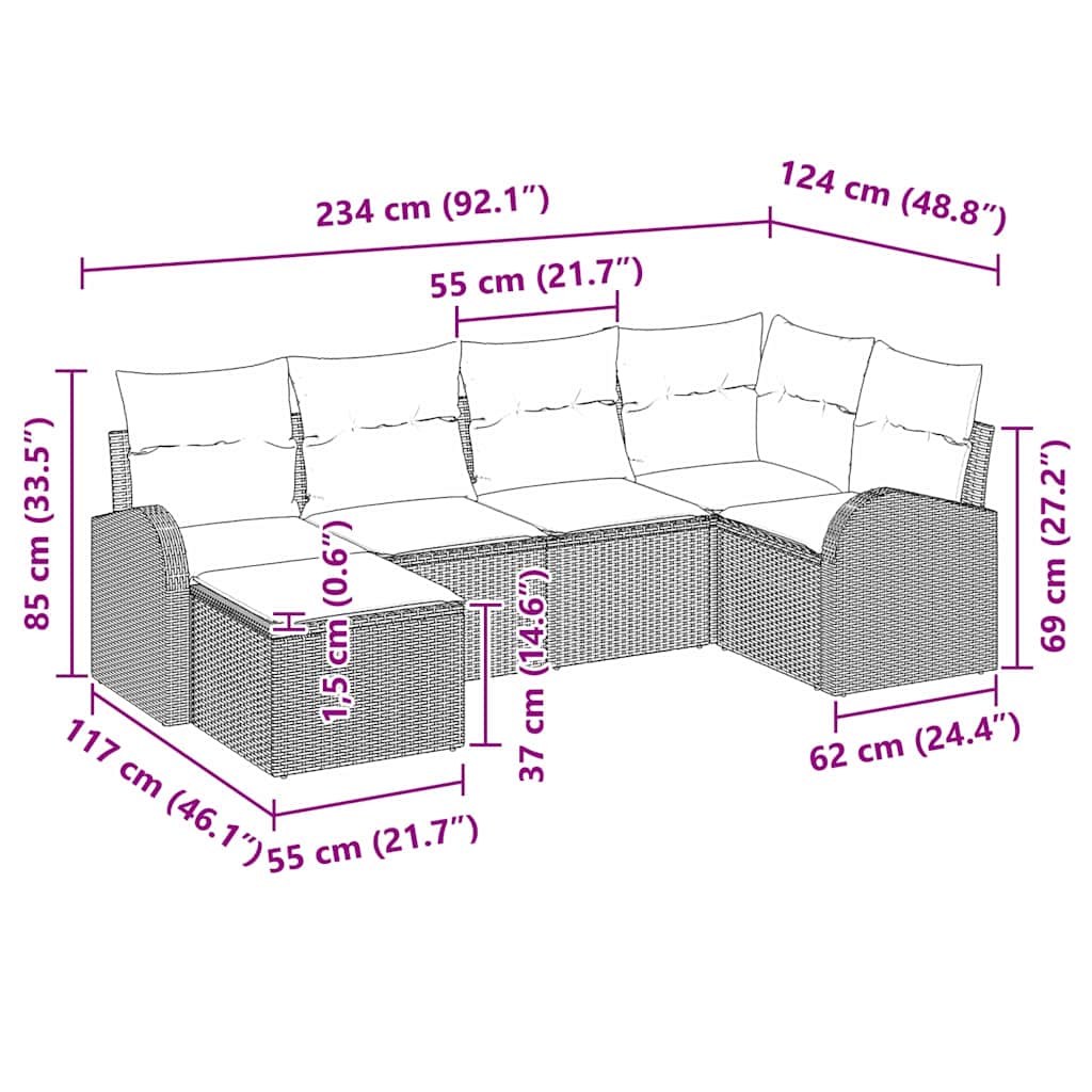 Σετ Καναπέ Κήπου Ανοιχτό γκρι συνθετικό ρατάν