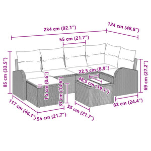 Σετ Καναπέ Κήπου με μαξιλάρι 7 pcs Καφέ Πολυ Ρατάν - Pakobazaar
