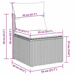 Σετ Καναπέ Κήπου με μαξιλάρι 9 pcs Μαύρο Πολυ ράταν - Pakobazaar