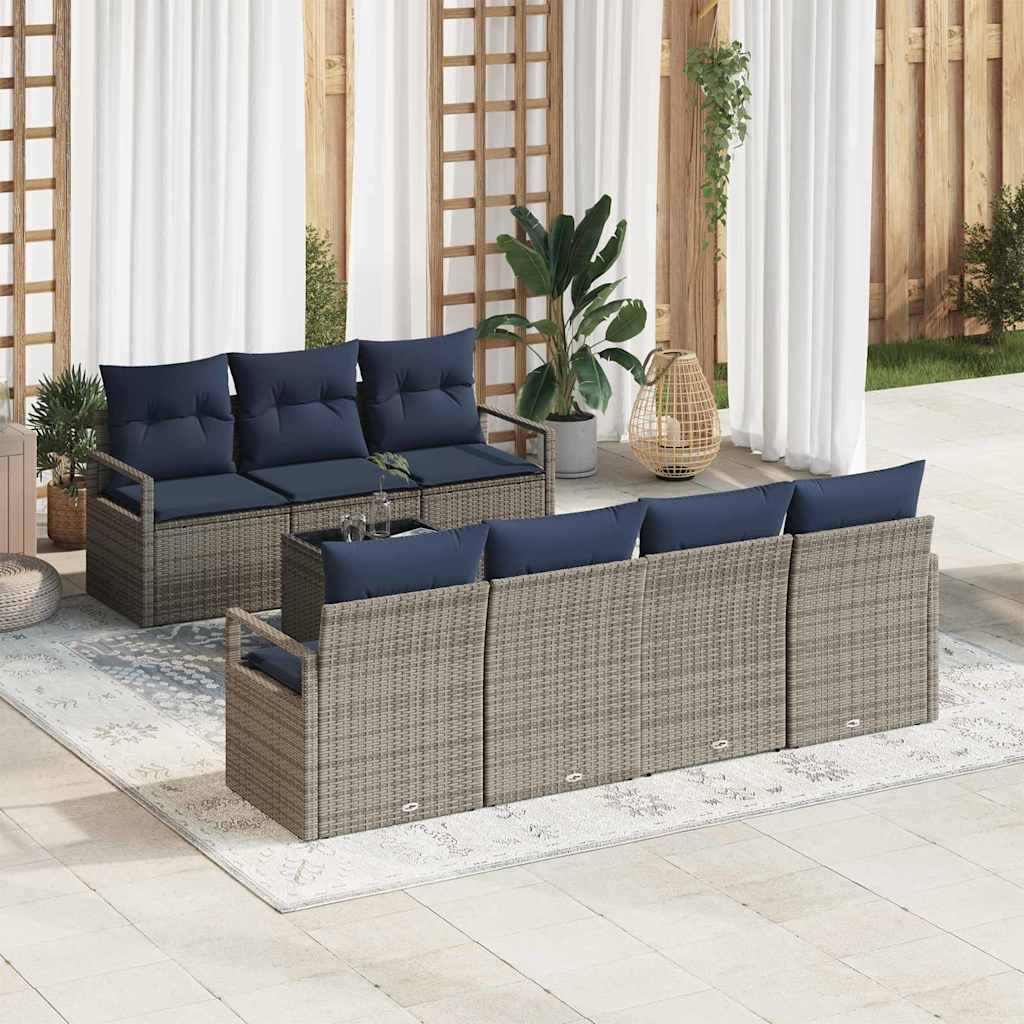 Σετ Καναπέ με μαξιλάρι 8 pcs Γκρι συνθετικό ρατάν - Pakobazaar