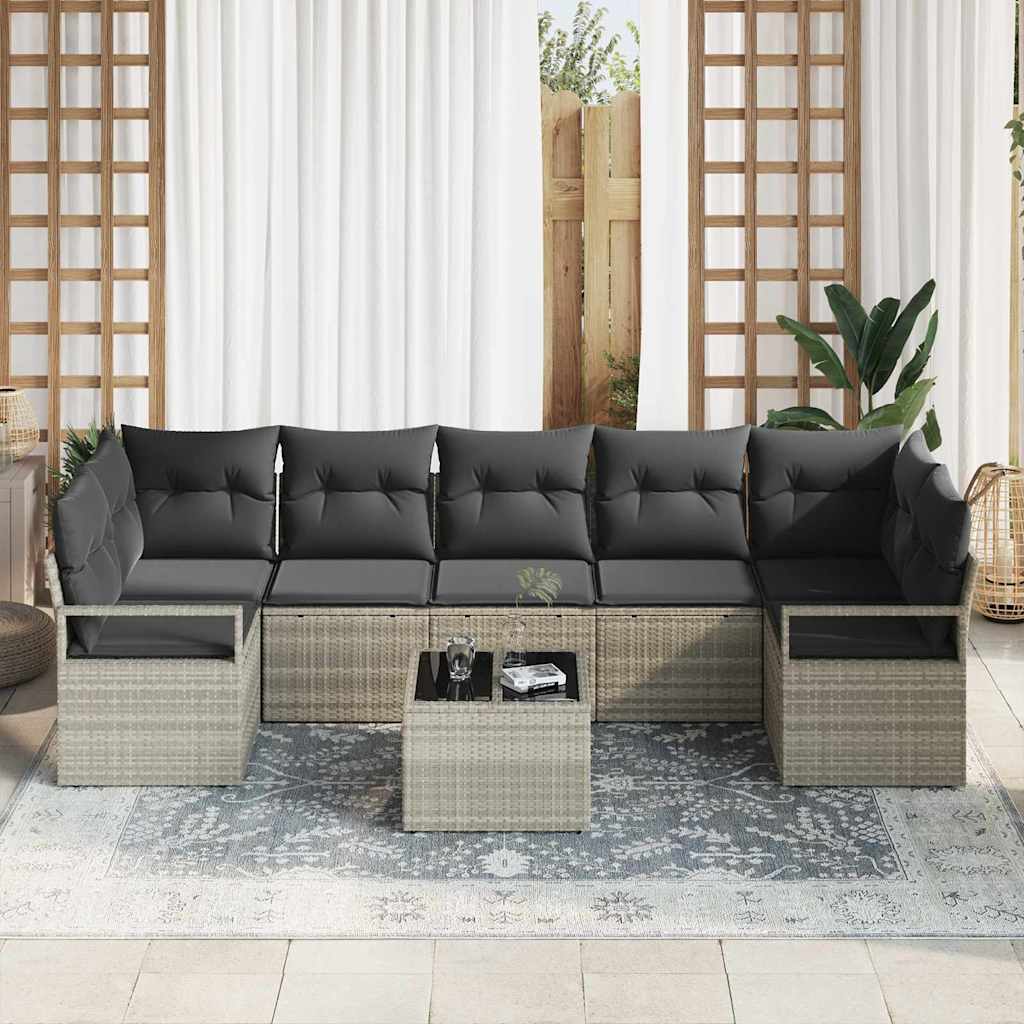 Σετ Καναπέ 8 pcs Ανοιχτό Γκρι και Σκούρο Γκρι συνθετικό ρατάν