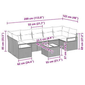 Σετ Καναπέ 8 pcs Γκρι συνθετικό ρατάν - Pakobazaar