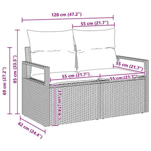 Σετ Καναπέ 9 τεμ. 8-Αριθμός καθισμάτων Απαλός Γκρι και Μαύρος