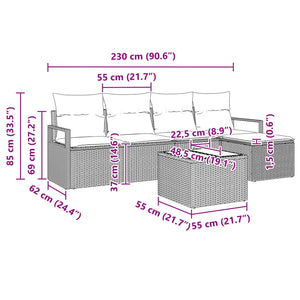 Σετ Καναπέ με μαξιλάρι 6 pcs Καφέ συνθετικό ρατάν - Pakobazaar