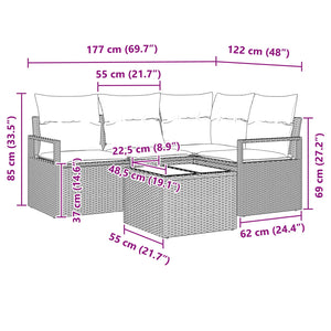 Σετ Καναπέ 5 pcs Γκρι συνθετικό ρατάν - Pakobazaar