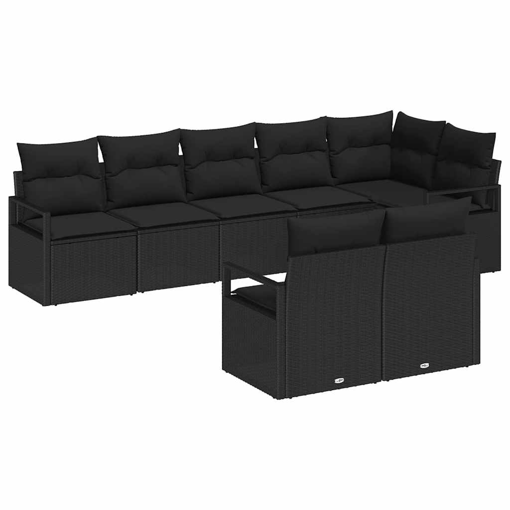 Σετ Καναπέ 8 pcs Μαύρο συνθετικό ρατάν