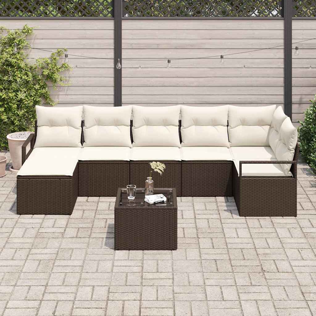 Σετ Καναπέ 8 pcs Καφέ συνθετικό ρατάν