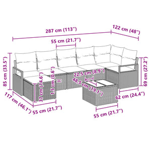 Σετ Καναπέ 8 pcs Καφέ συνθετικό ρατάν - Pakobazaar