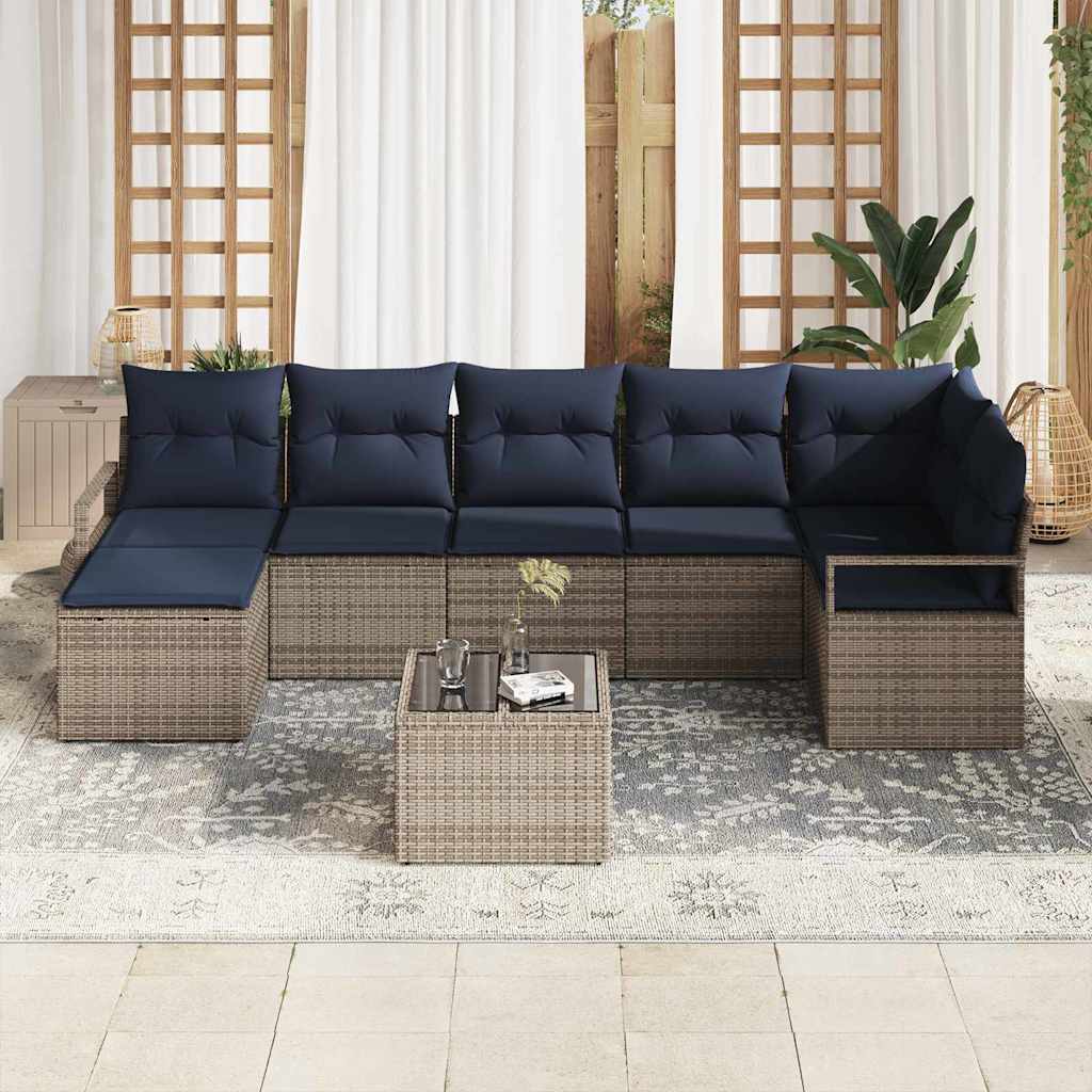 Σετ Καναπέ με μαξιλάρι 8 pcs Γκρι συνθετικό ρατάν - Pakobazaar