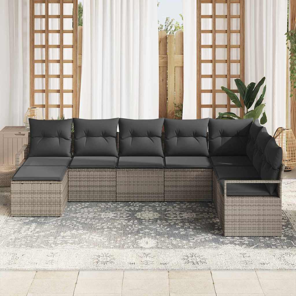 Σετ Καναπέ με μαξιλάρι 8 pcs Γκρι συνθετικό ρατάν