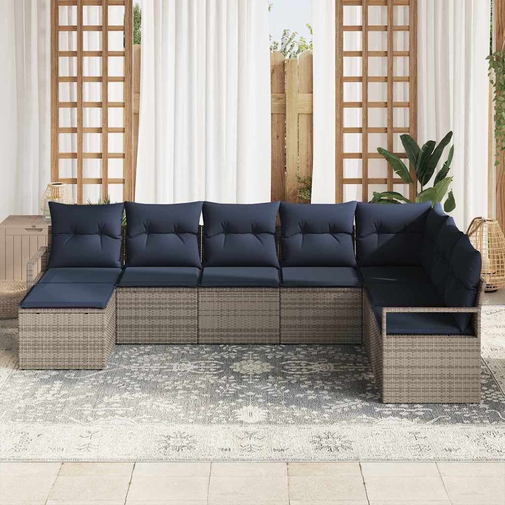 Σετ Καναπέ με μαξιλάρι 8 pcs Γκρι συνθετικό ρατάν - Pakobazaar