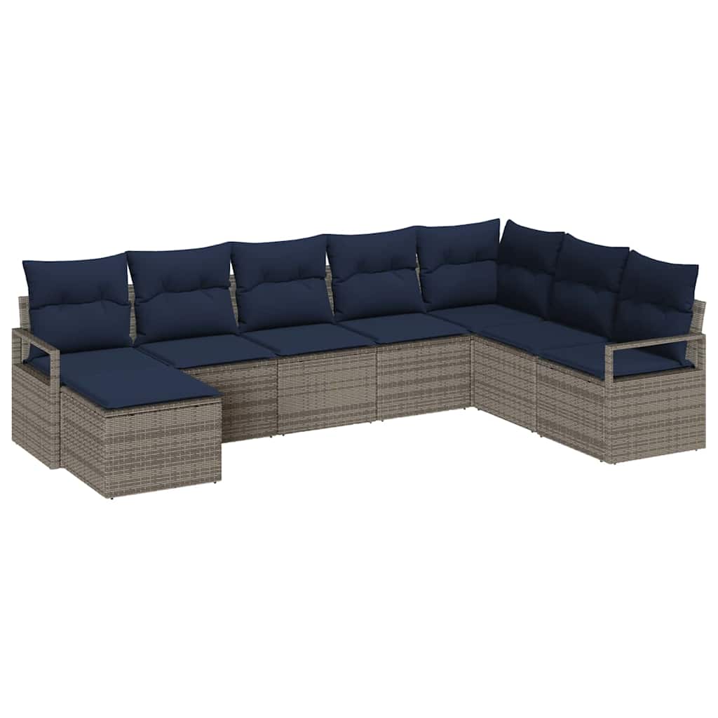 Σετ Καναπέ με μαξιλάρι 8 pcs Γκρι συνθετικό ρατάν - Pakobazaar