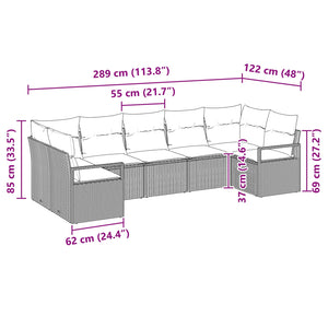 Σετ Καναπέ με μαξιλάρι 7 pcs Καφέ συνθετικό ρατάν - Pakobazaar