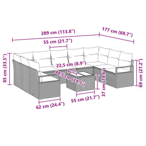 Σετ Καναπέ με μαξιλάρι 10 pcs Καφέ συνθετικό ρατάν - Pakobazaar