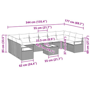 Σετ Καναπέ με μαξιλάρι 11 pcs Μαύρο συνθετικό ρατάν - Pakobazaar