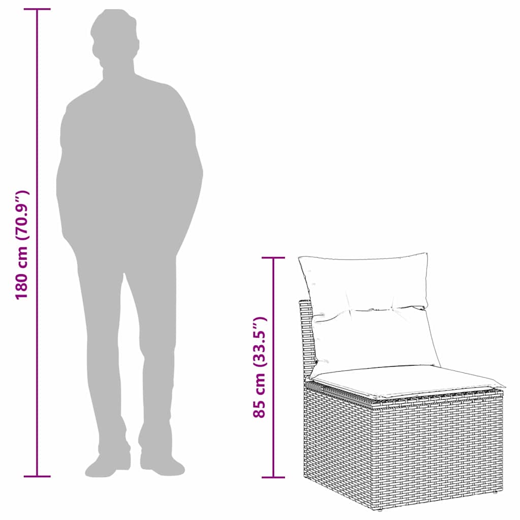 Σετ Καναπέ με μαξιλάρι 3 pcs Καφέ συνθετικό ρατάν