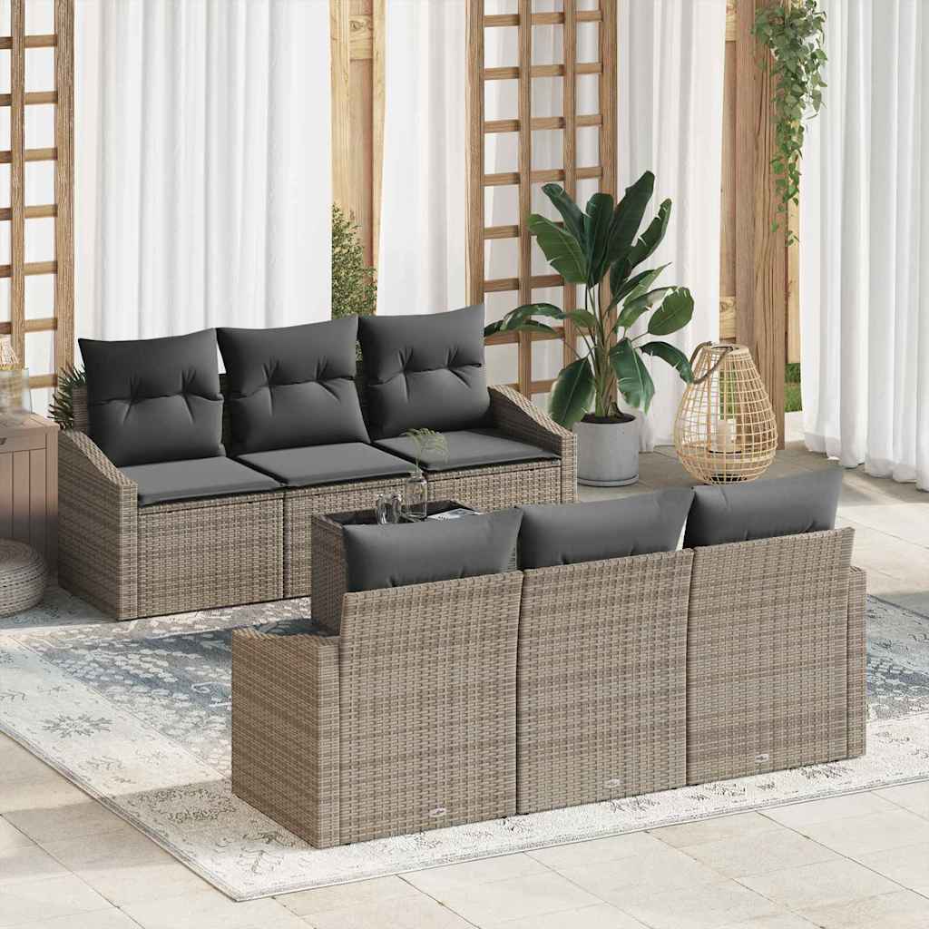 Σετ Καναπέ με μαξιλάρι με μαξιλάρι 7 pcs Γκρι συνθετικό ρατάν