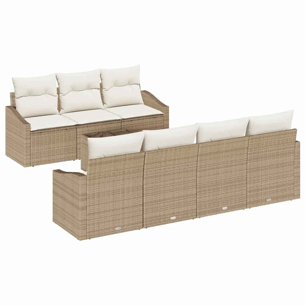 Σετ Καναπέ με μαξιλάρι 8 pcs Μπεζ και Κρέμα συνθετικό ρατάν - Pakobazaar