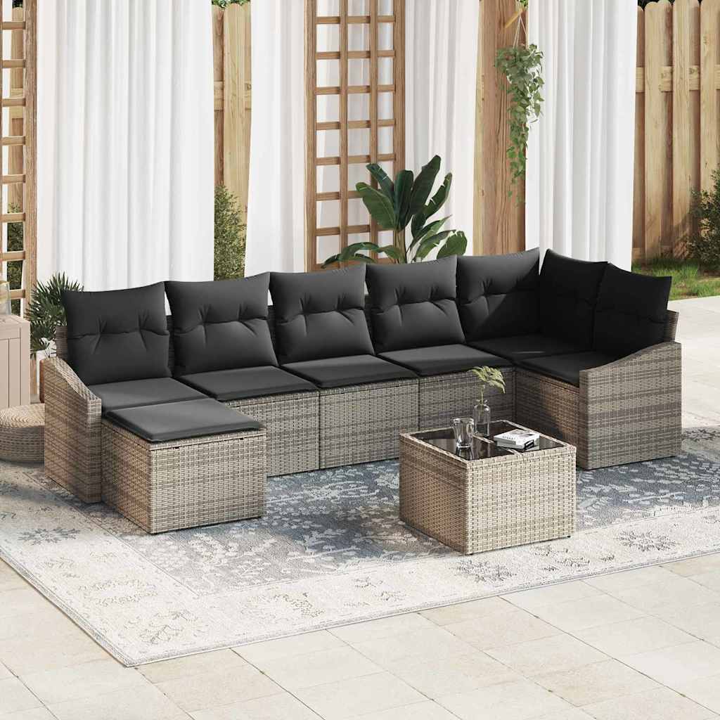 Σετ Καναπέ με μαξιλάρι 8 pcs Γκρι συνθετικό ρατάν
