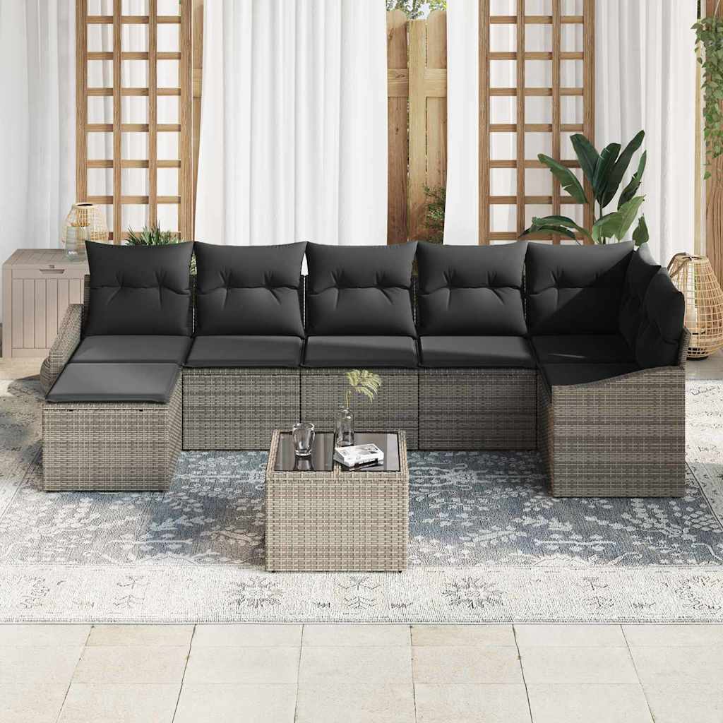 Σετ Καναπέ με μαξιλάρι 8 pcs Γκρι συνθετικό ρατάν