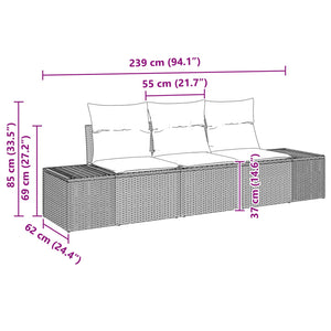 Σετ Καναπέ με μαξιλάρι 3 pcs Μαύρο συνθετικό ρατάν - Pakobazaar