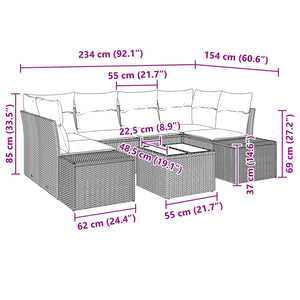 Σετ Καναπέ Κήπου με μαξιλάρι 7 pcs Καφέ συνθετικό ρατάν - Pakobazaar