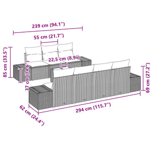 Σετ Καναπέ Κήπου με μαξιλάρι 8 pcs Καφέ συνθετικό ρατάν - Pakobazaar