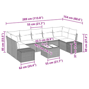 Σετ Καναπέ Κήπου με μαξιλάρι 8 pcs Μαύρο συνθετικό ρατάν - Pakobazaar