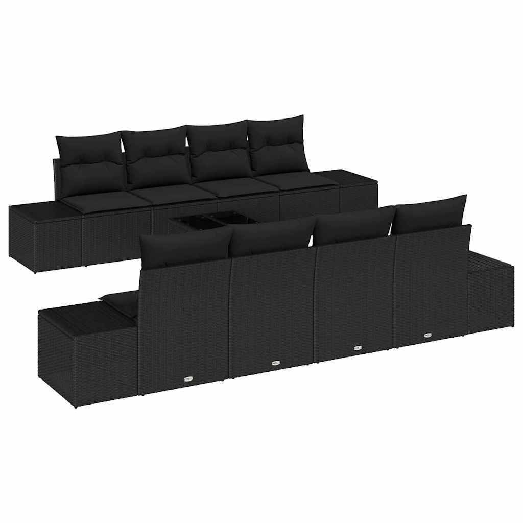 Σετ Καναπέ Κήπου με μαξιλάρι 7 pcs Μαύρο συνθετικό ρατάν