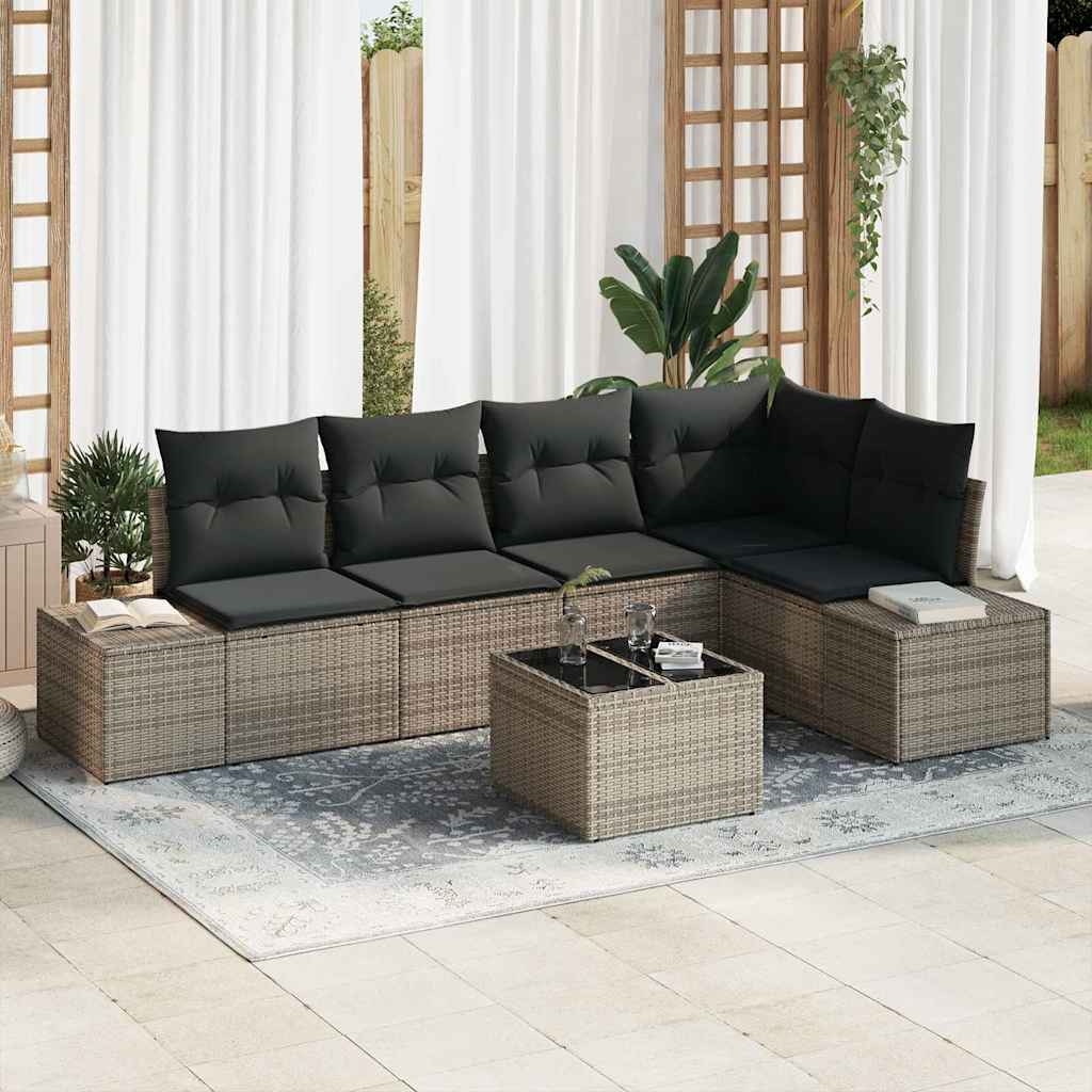 Σετ Καναπέ Κήπου 6 pcs Γκρι συνθετικό ρατάν