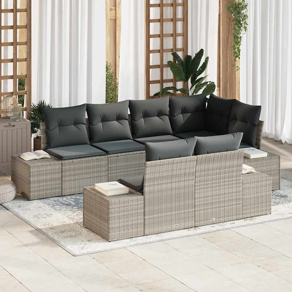 Σετ Καναπέ Κήπου με μαξιλάρι 7 pcs Ανοιχτό γκρι συνθετικό ρατάν