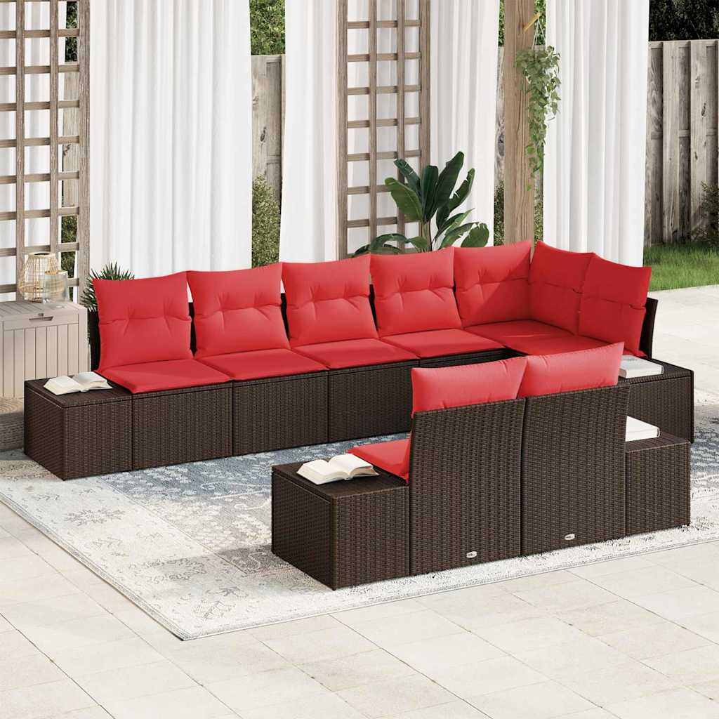 Σετ Καναπέ Κήπου με μαξιλάρι 8 pcs Καφέ συνθετικό ρατάν - Pakobazaar