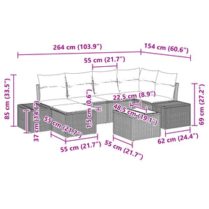 Σετ Καναπέ Κήπου με μαξιλάρι 7 pcs Καφέ συνθετικό ρατάν - Pakobazaar