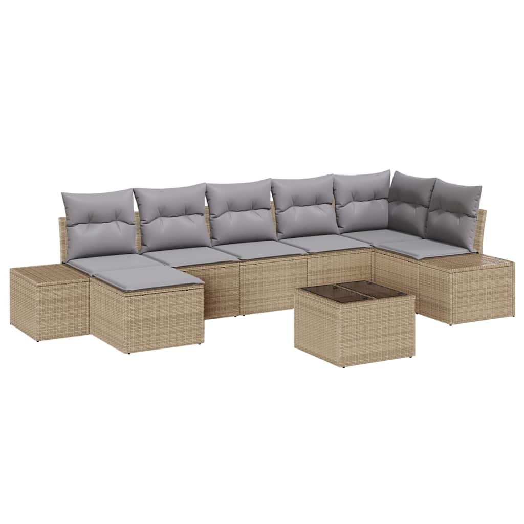 Σετ Καναπέ Κήπου με μαξιλάρι 8 pcs Μπεζ συνθετικό ρατάν