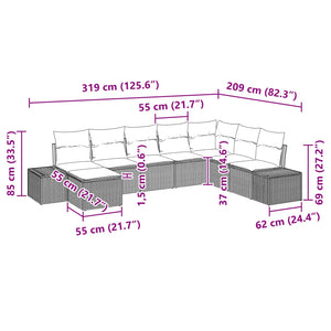 Σετ Καναπέ Κήπου με μαξιλάρι 8 pcs Μαύρο συνθετικό ρατάν - Pakobazaar