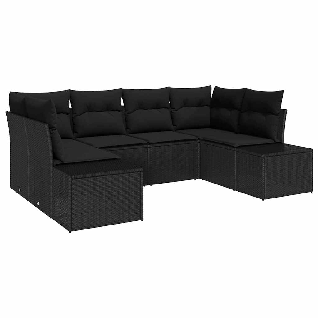 Σετ Καναπέ Κήπου με μαξιλάρι 6 pcs Μαύρο συνθετικό ρατάν - Pakobazaar