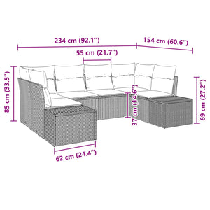 Σετ Καναπέ Κήπου με μαξιλάρι 6 pcs Καφέ συνθετικό ρατάν - Pakobazaar