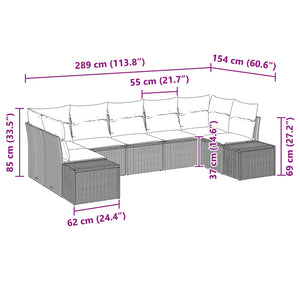 Σετ Καναπέ Κήπου με μαξιλάρι 7 pcs Μαύρο συνθετικό ρατάν - Pakobazaar