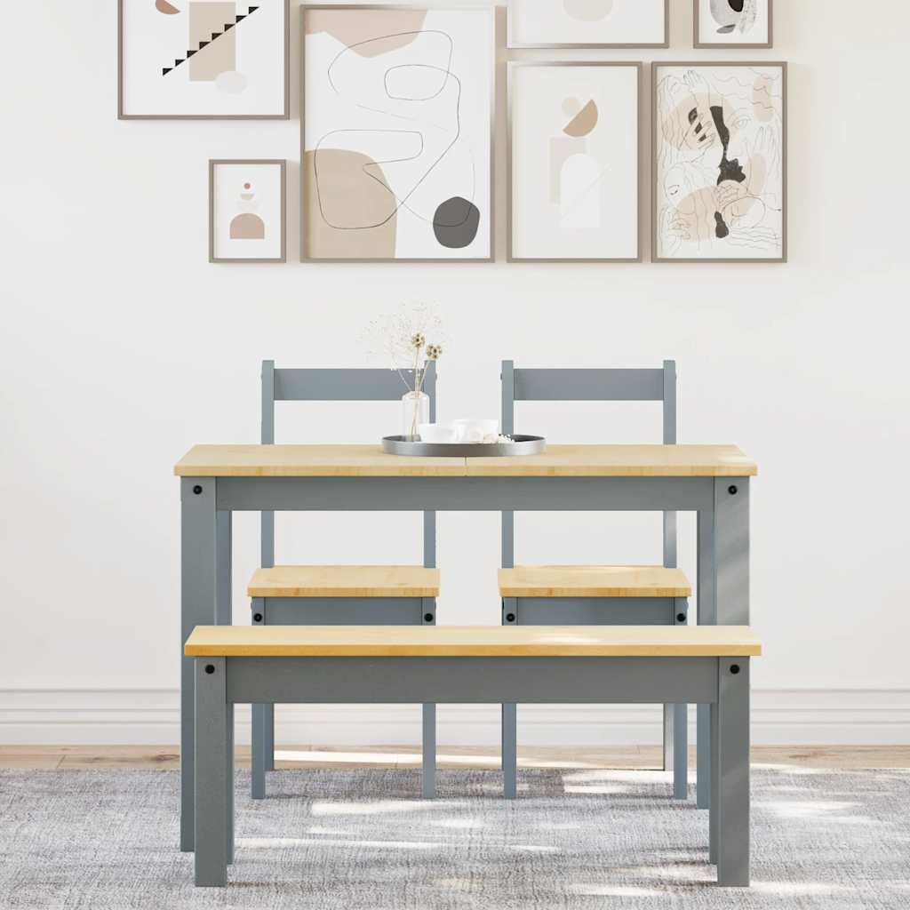 Σετ Τραπεζαρίας 4 Τεμαχίων PANAMA από Μασίφ Ξύλο Πεύκου Γκρι