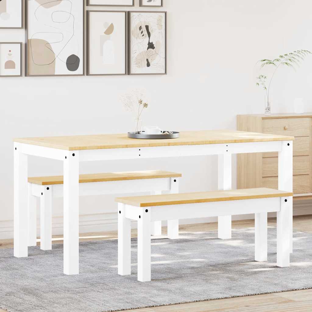 Σετ Τραπεζαρίας 3 Τεμαχίων PANAMA από Μασίφ Ξύλο Πεύκου Λευκό - Pakobazaar