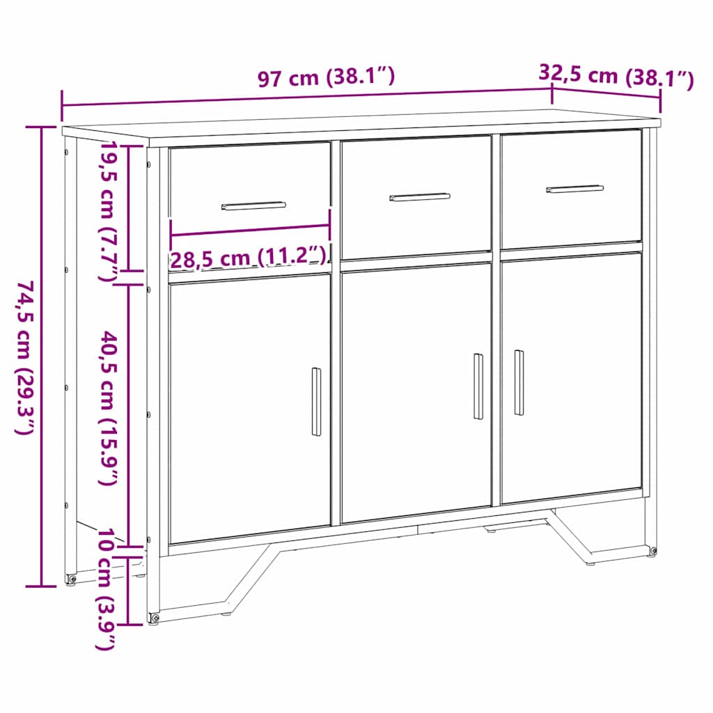 Πλαϊνό γραφείο με συρτάρι Παλιό ξύλο 97 x 32,5 x 74,5 εκ. - Pakobazaar