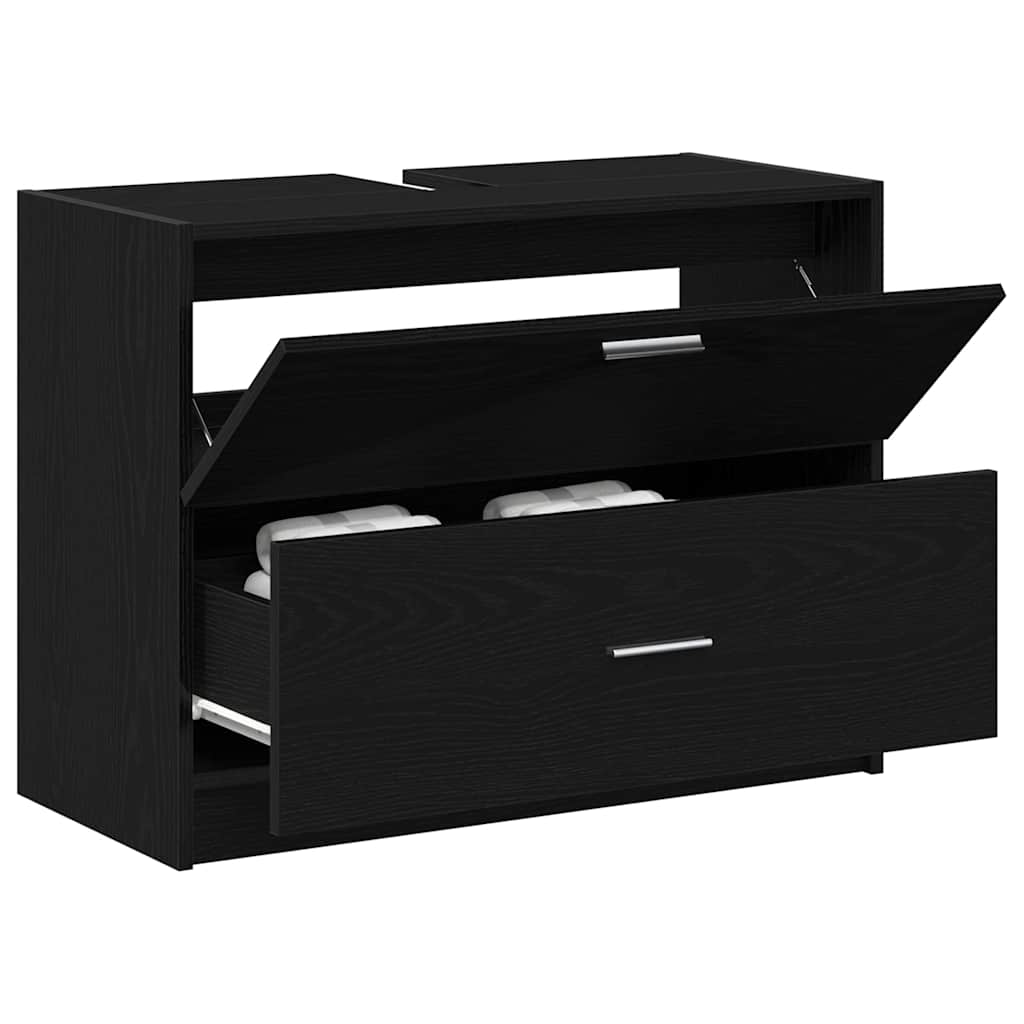 Ντουλάπι Μπάνιου Μαύρη Οξυά 78 x 37 x 59 cm Επεξεργασμένο ξύλο - Pakobazaar