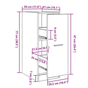 Φαρμακοποιϊκή Ντουλάπα Μαύρη δρυς 30 x 41 x 77.5 εκ - Pakobazaar