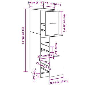 Φαρμακοποιϊκή Ντουλάπα Μαύρη δρυς 30 x 41 x 118 εκ.