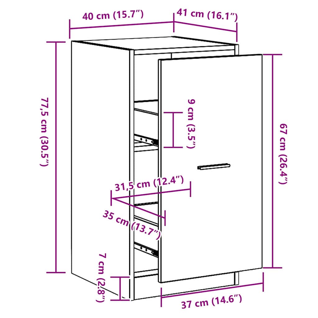 Φαρμακοποιϊκή Ντουλάπα Μαύρη δρυς 40 x 41 x 77.5 εκ.