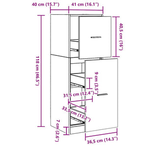 Φαρμακοποιϊκή Ντουλάπα Μαύρη δρυς 40 x 41 x 118 εκ.